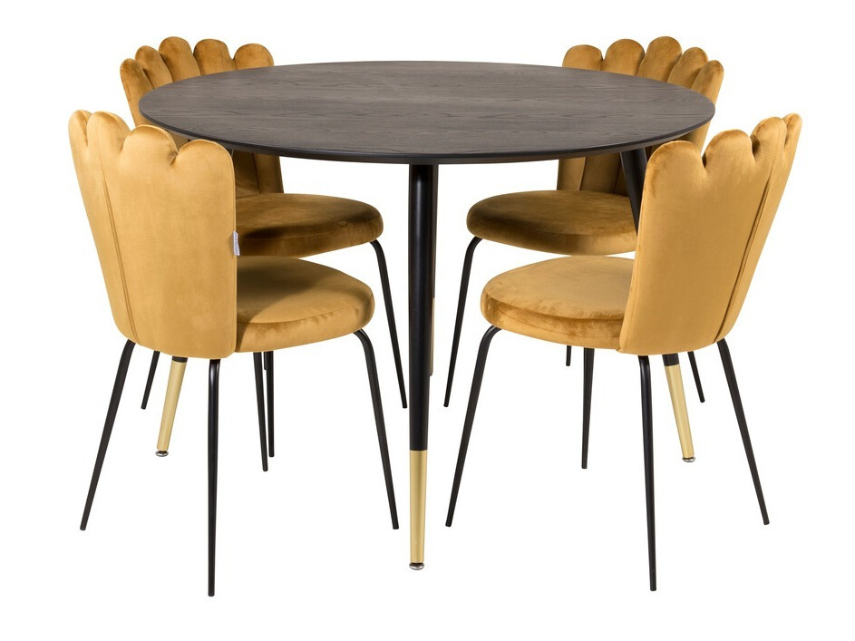 Borðstofusett Dallas 1177 (Gulur + Svartur)