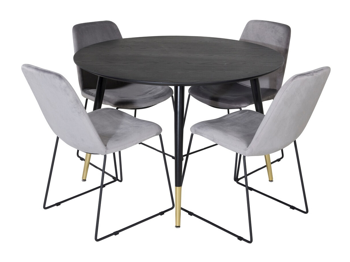 Borðstofusett Dallas 1189 (Grár + Svartur)
