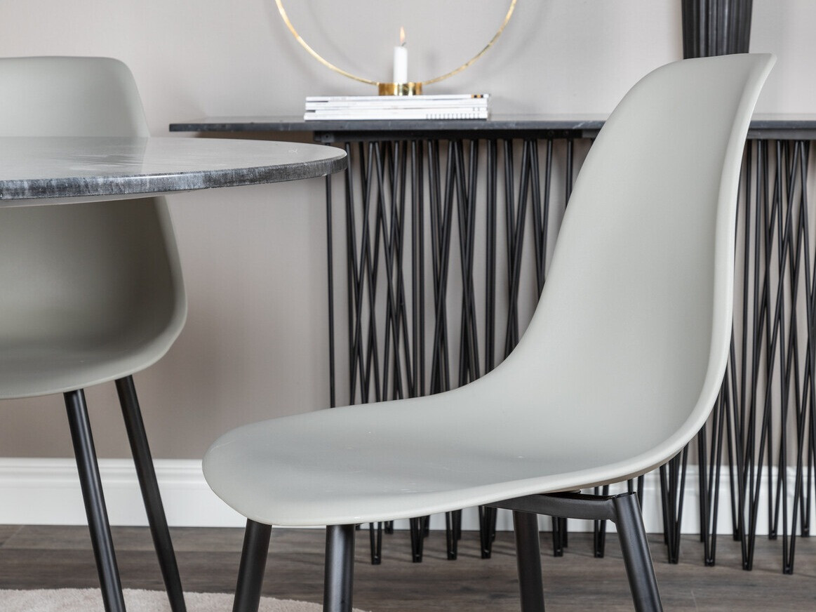 Borðstofusett Dallas 1214 (Grár + Svartur)