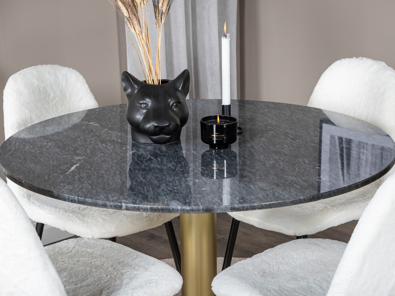 Borðstofusett Dallas 1215 (Hvítur + Svartur)