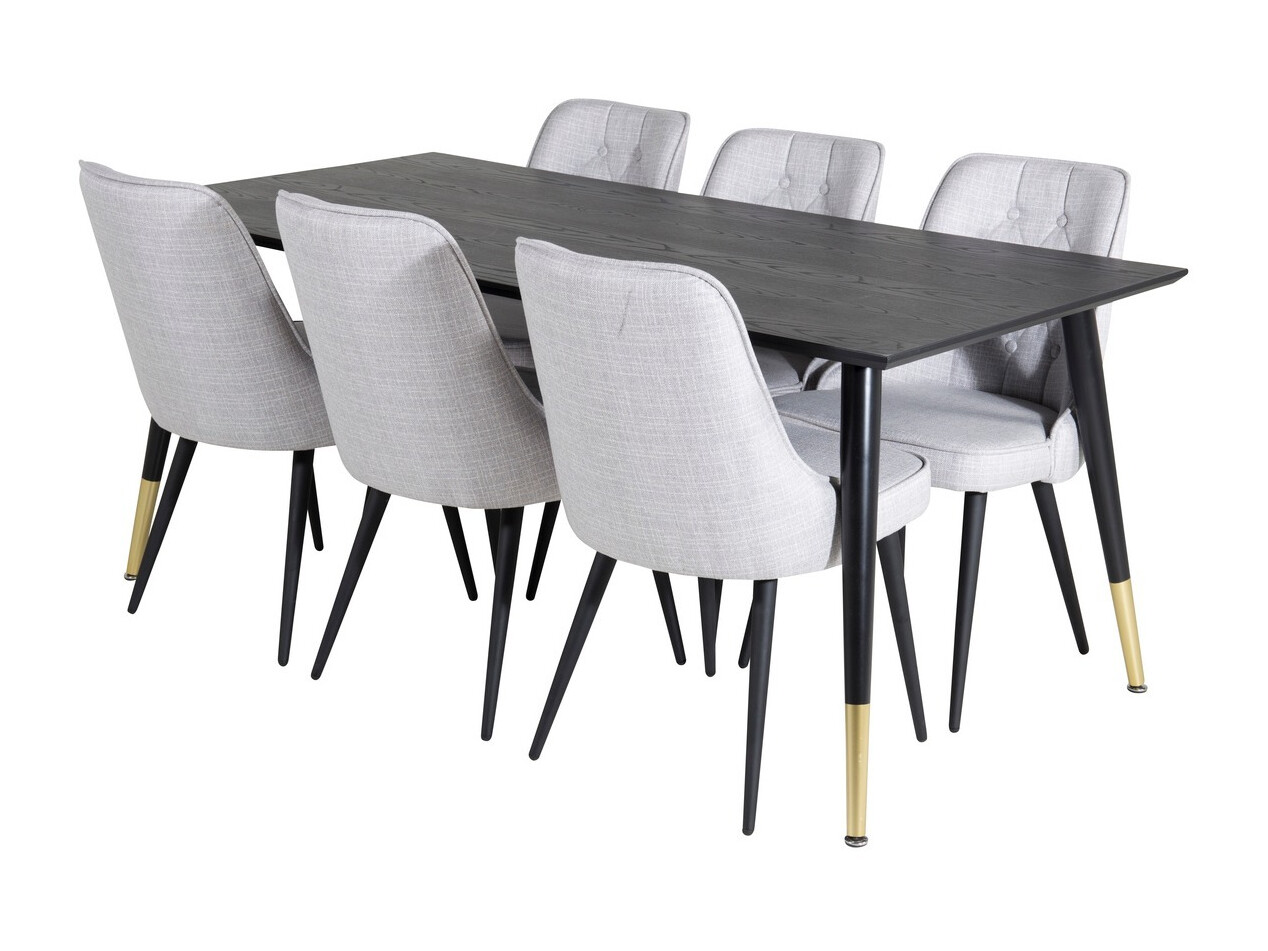 Borðstofusett Dallas 1256 (Grár + Svartur)