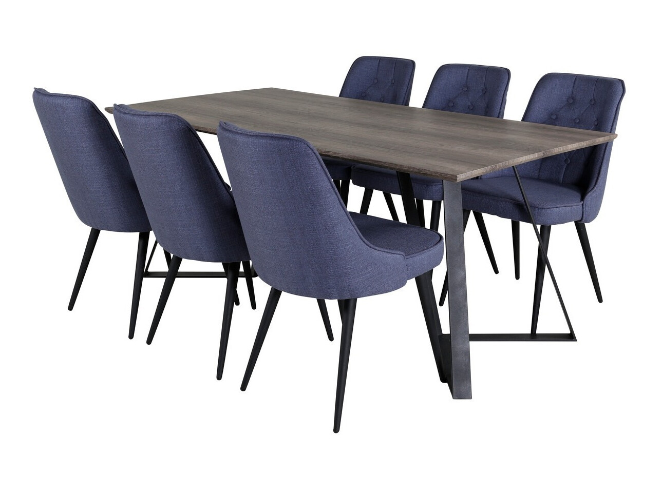 Borðstofusett Dallas 1347 (Blár + Svartur)