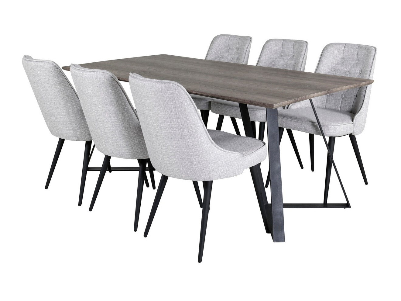 Borðstofusett Dallas 1347 (Grár + Svartur)