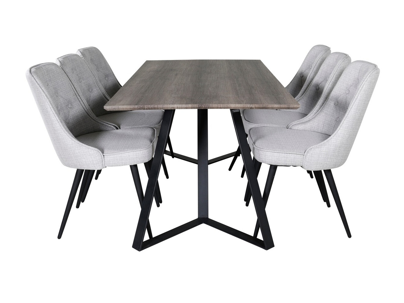Borðstofusett Dallas 1347 (Grár + Svartur)