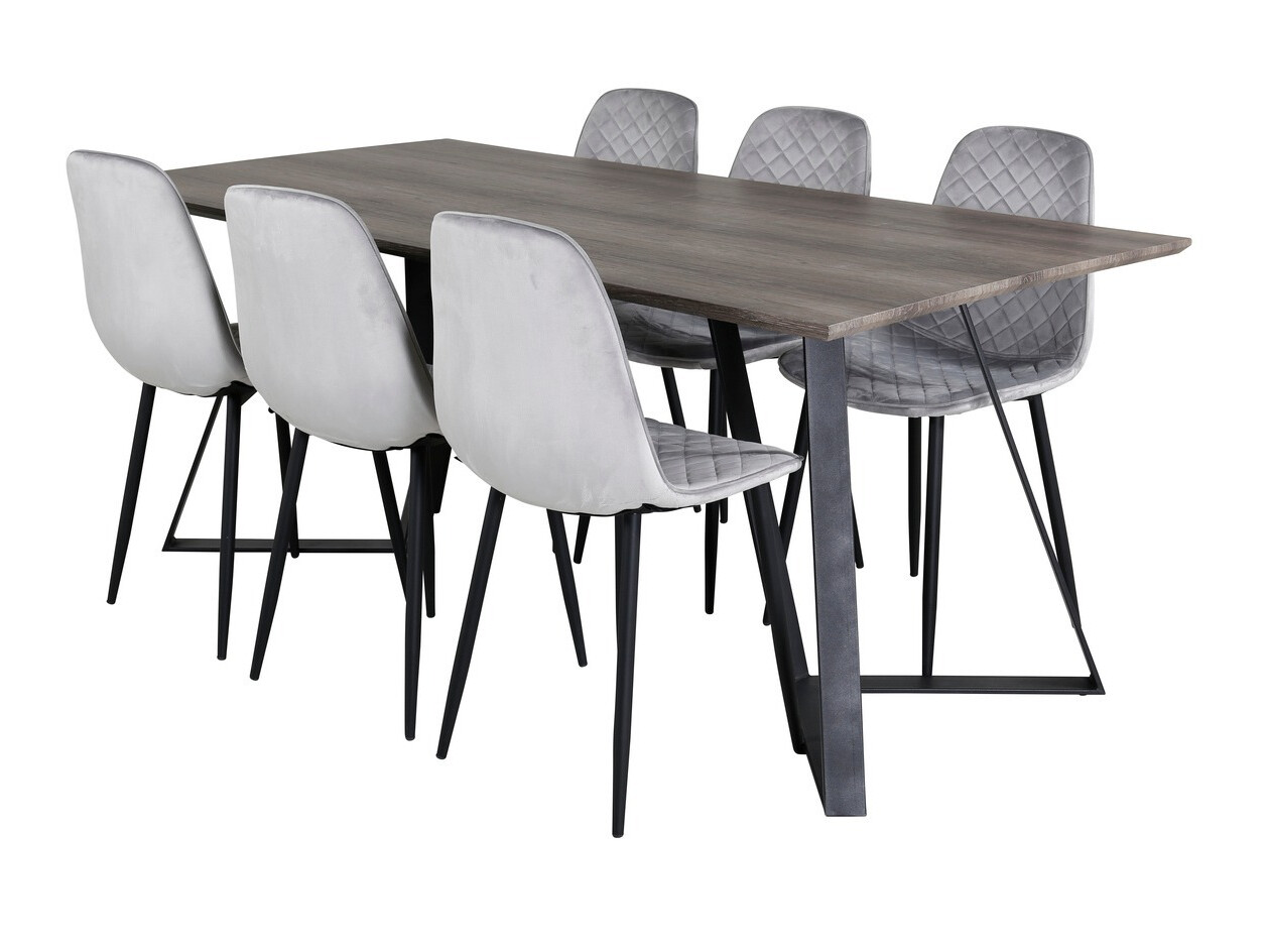 Borðstofusett Dallas 1357 (Grár + Svartur)