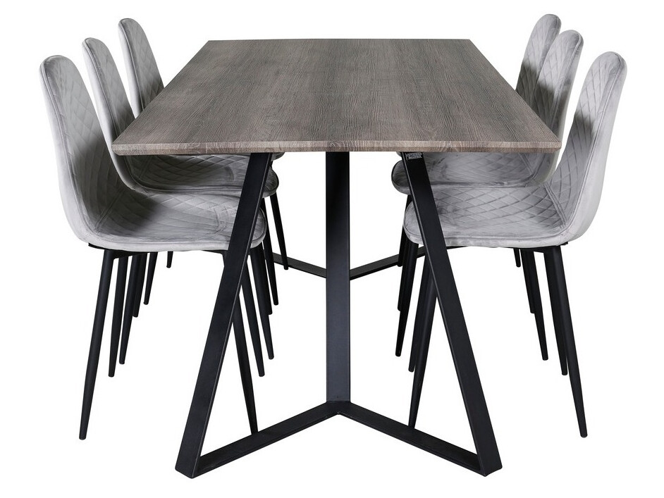 Borðstofusett Dallas 1357 (Grár + Svartur)