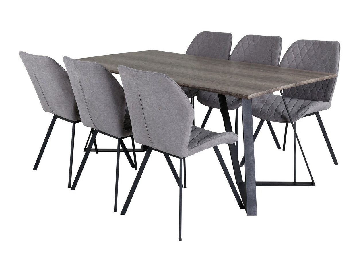 Borðstofusett Dallas 1359 (Grár + Svartur)
