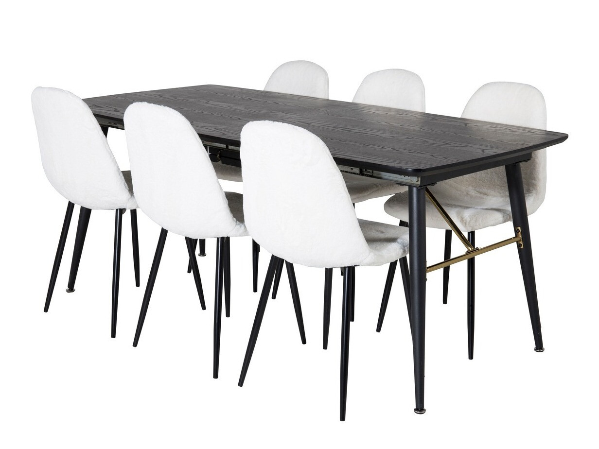 Borðstofusett Dallas 1443 (Hvítur + Svartur)