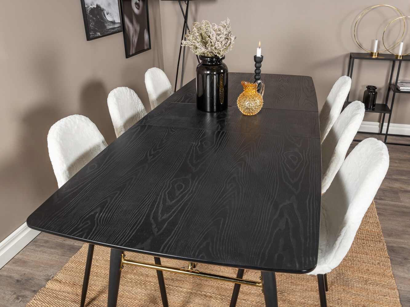 Borðstofusett Dallas 1443 (Hvítur + Svartur)