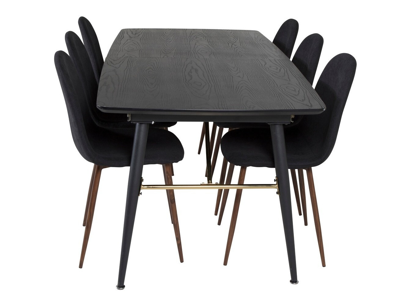 Borðstofusett Dallas 1443 (Svartur + Valhneta)