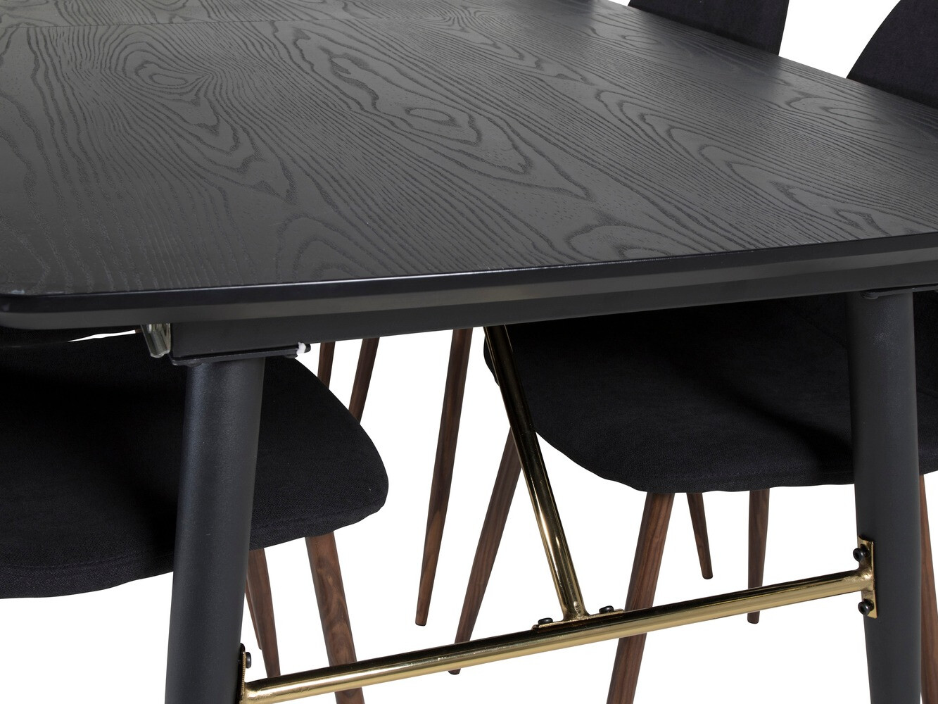 Borðstofusett Dallas 1443 (Svartur + Valhneta)