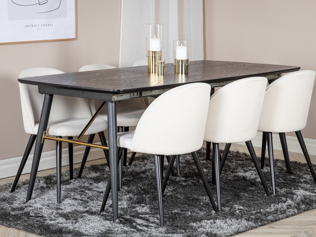 Borðstofusett Dallas 1447 (Beige + Svartur)