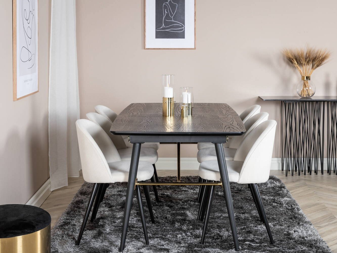 Borðstofusett Dallas 1447 (Beige + Svartur)