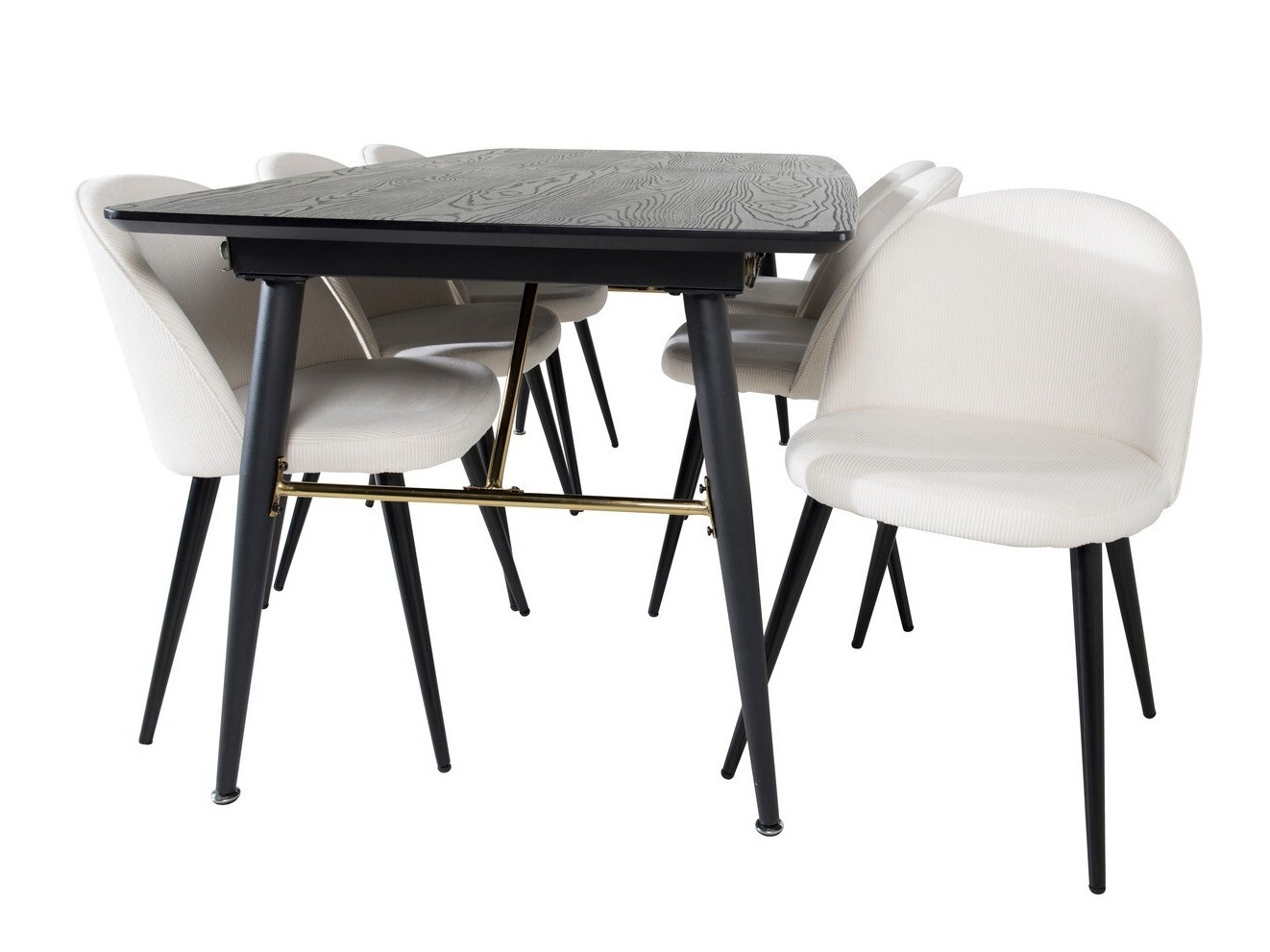 Borðstofusett Dallas 1447 (Beige + Svartur)