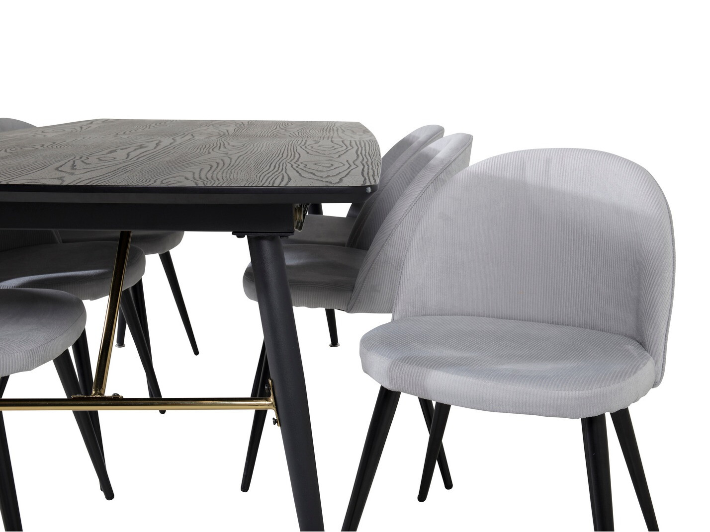 Borðstofusett Dallas 1447 (Ljósgrár + Svartur)