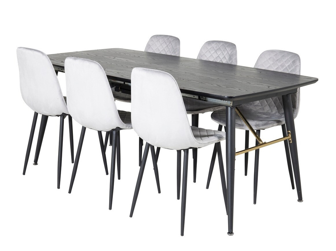 Borðstofusett Dallas 1448 (Grár + Svartur)