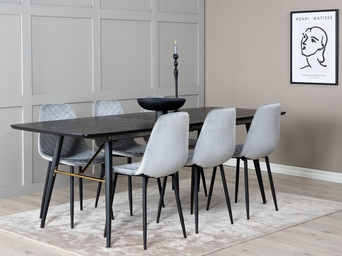 Borðstofusett Dallas 1448 (Grár + Svartur)