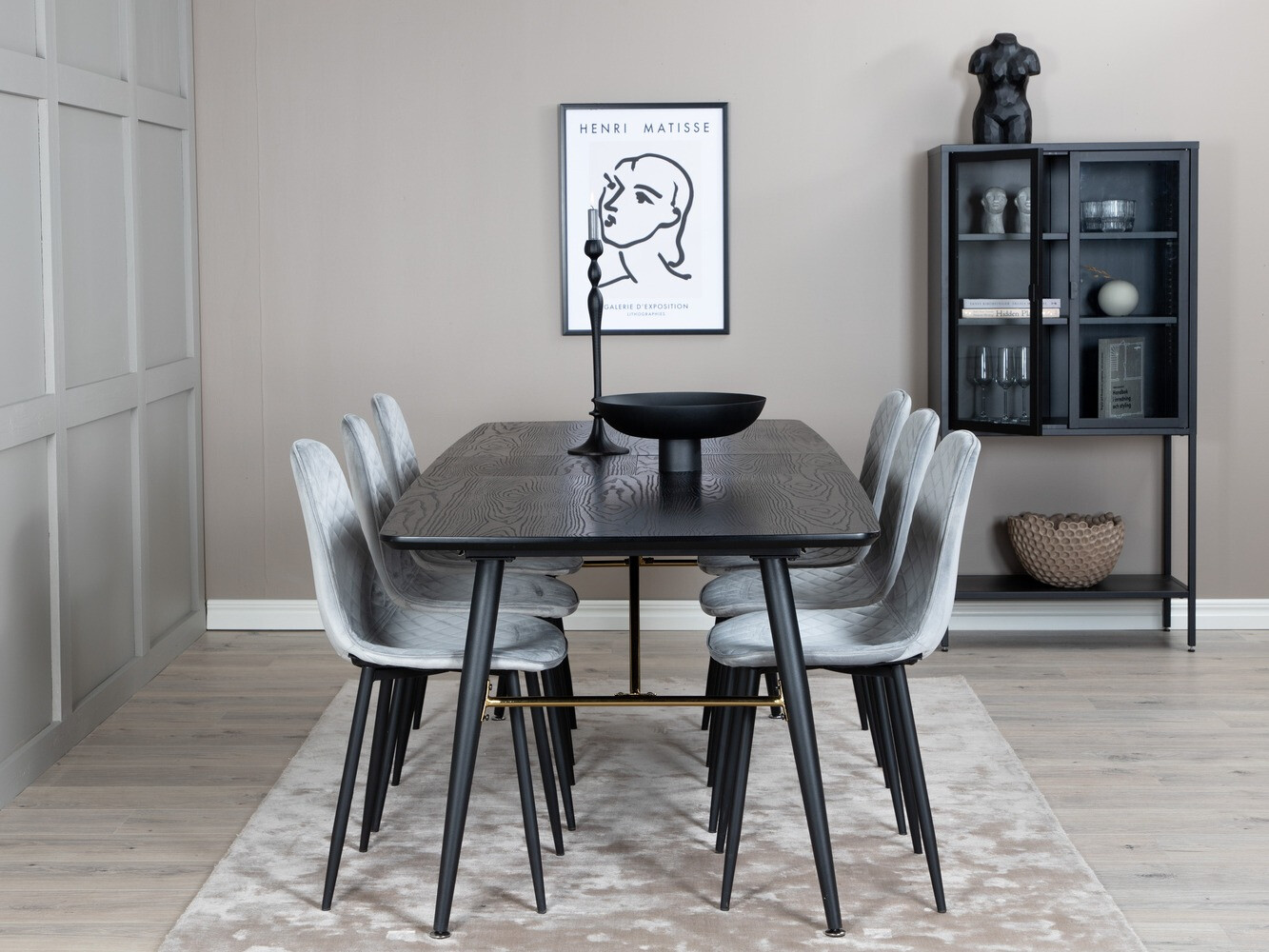Borðstofusett Dallas 1448 (Grár + Svartur)