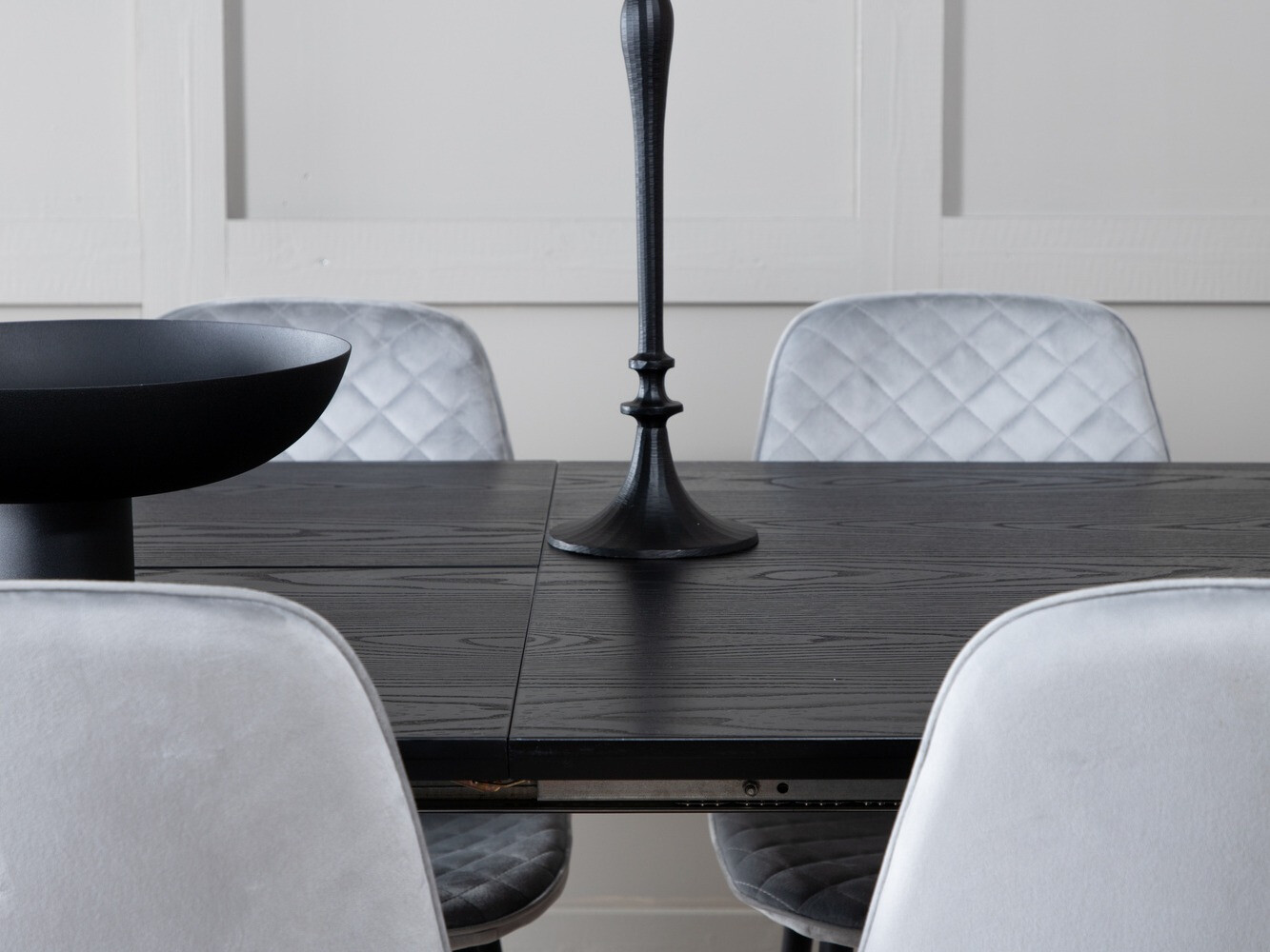 Borðstofusett Dallas 1448 (Grár + Svartur)