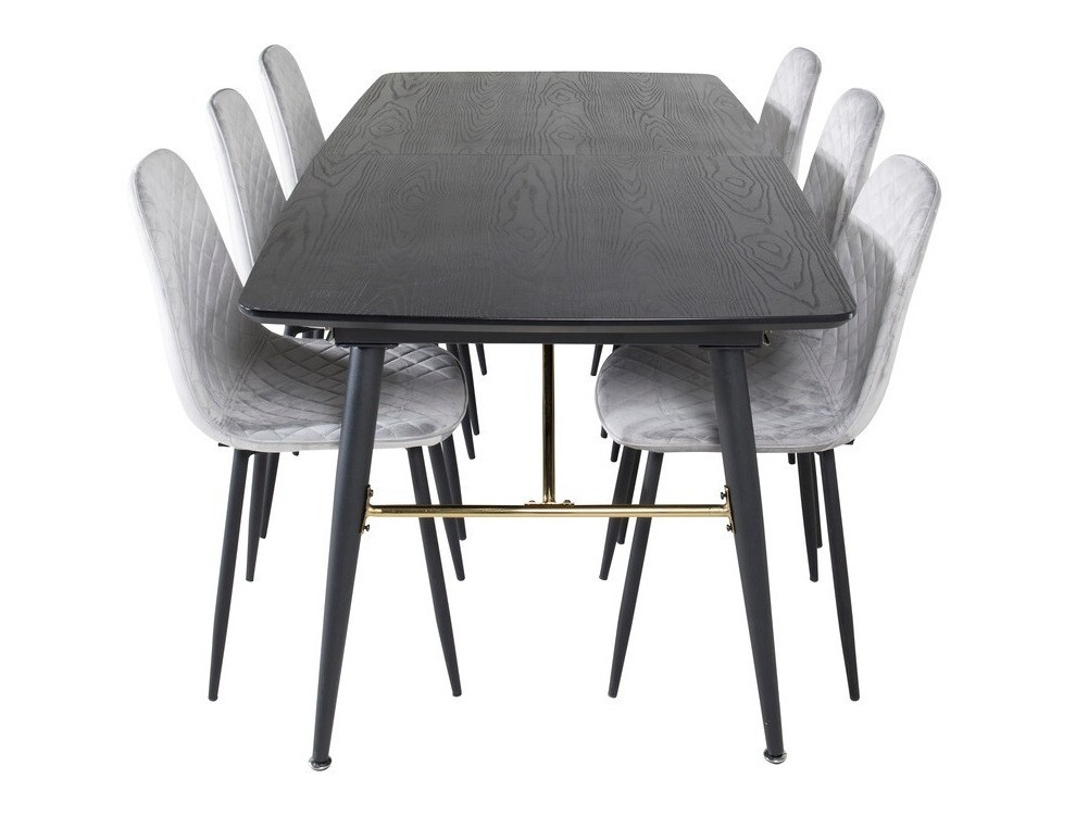 Borðstofusett Dallas 1448 (Grár + Svartur)