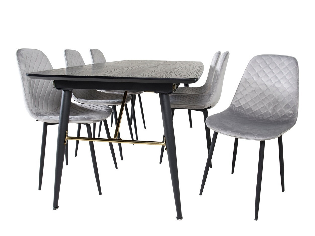 Borðstofusett Dallas 1448 (Grár + Svartur)