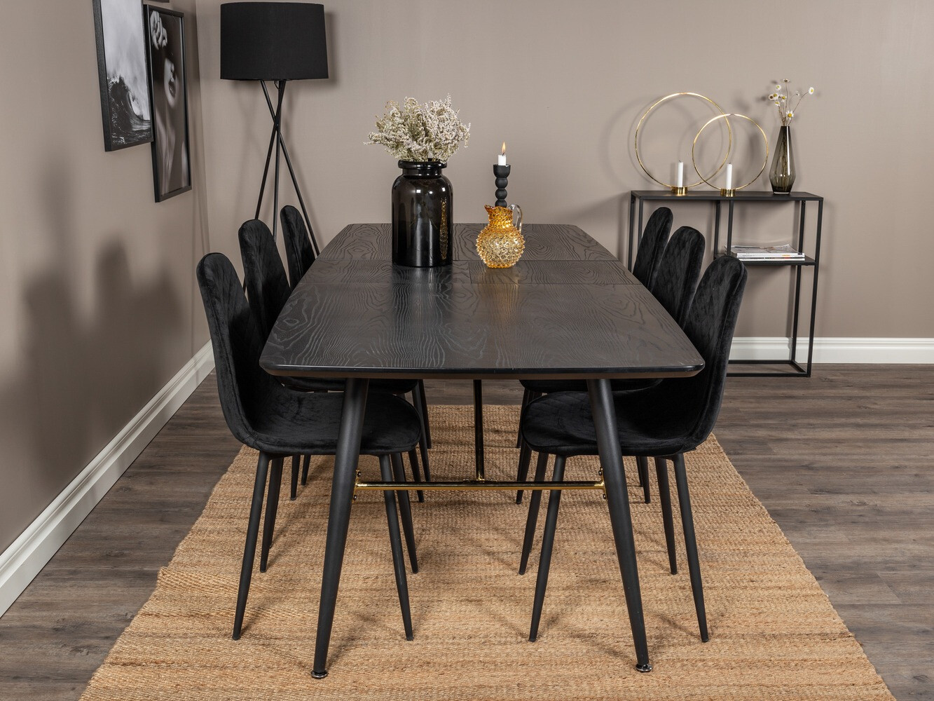 Borðstofusett Dallas 1448 (Svartur)