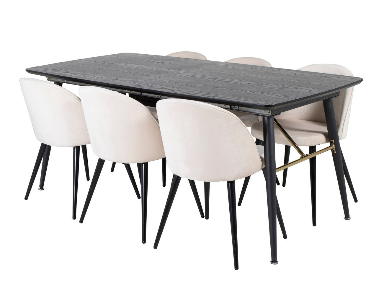 Borðstofusett Dallas 1449 (Beige + Svartur)