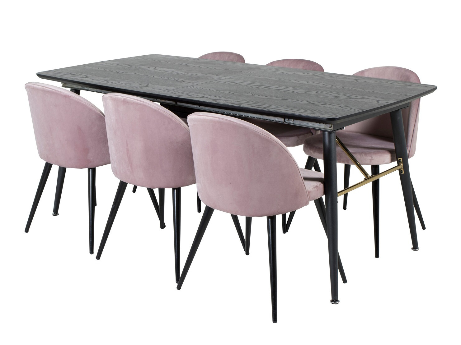 Borðstofusett Dallas 1449 (Bleikur + Svartur)