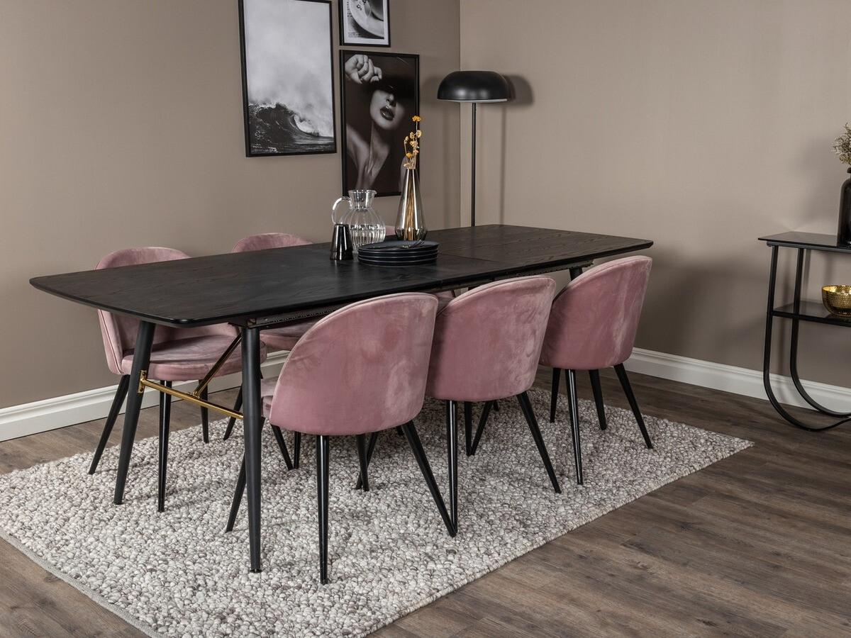 Borðstofusett Dallas 1449 (Bleikur + Svartur)