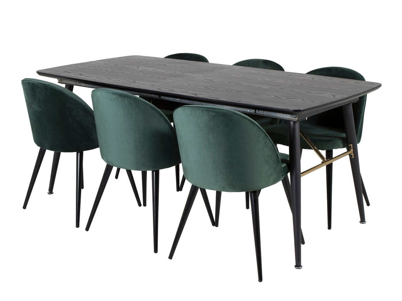 Borðstofusett Dallas 1449 (Grænn + Svartur)