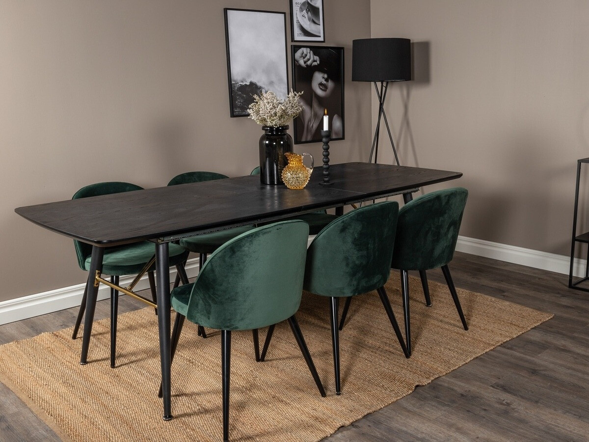 Borðstofusett Dallas 1449 (Grænn + Svartur)