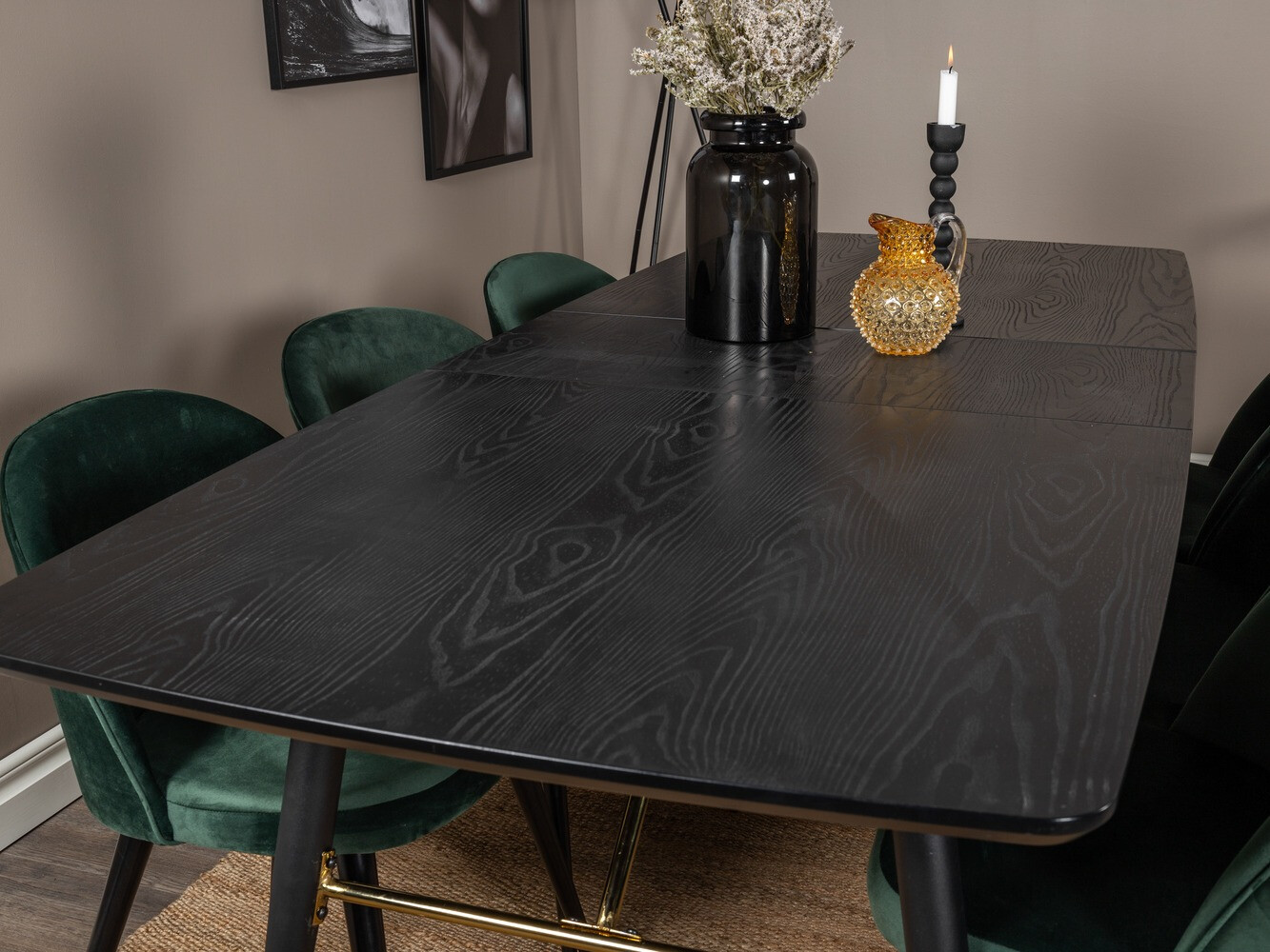Borðstofusett Dallas 1449 (Grænn + Svartur)