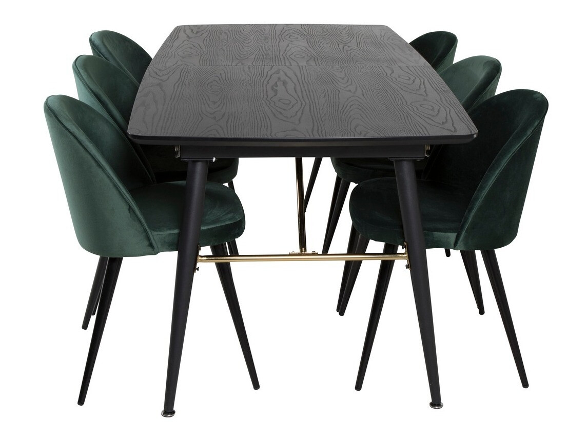Borðstofusett Dallas 1449 (Grænn + Svartur)