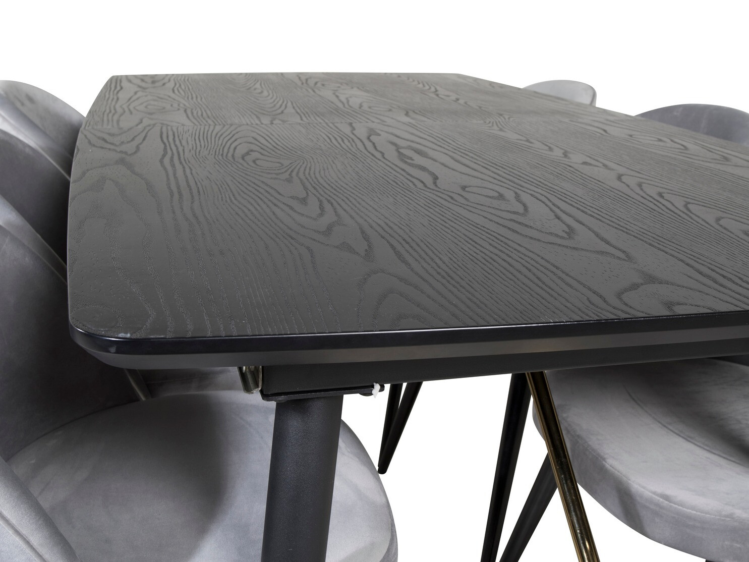 Borðstofusett Dallas 1449 (Ljósgrár + Svartur)