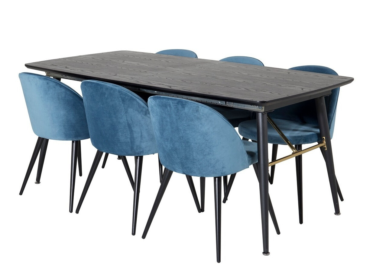 Borðstofusett Dallas 1449 (Blár + Svartur)