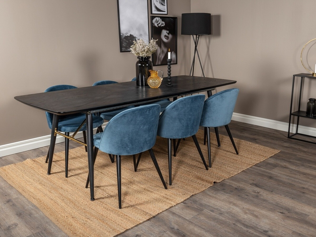 Borðstofusett Dallas 1449 (Blár + Svartur)