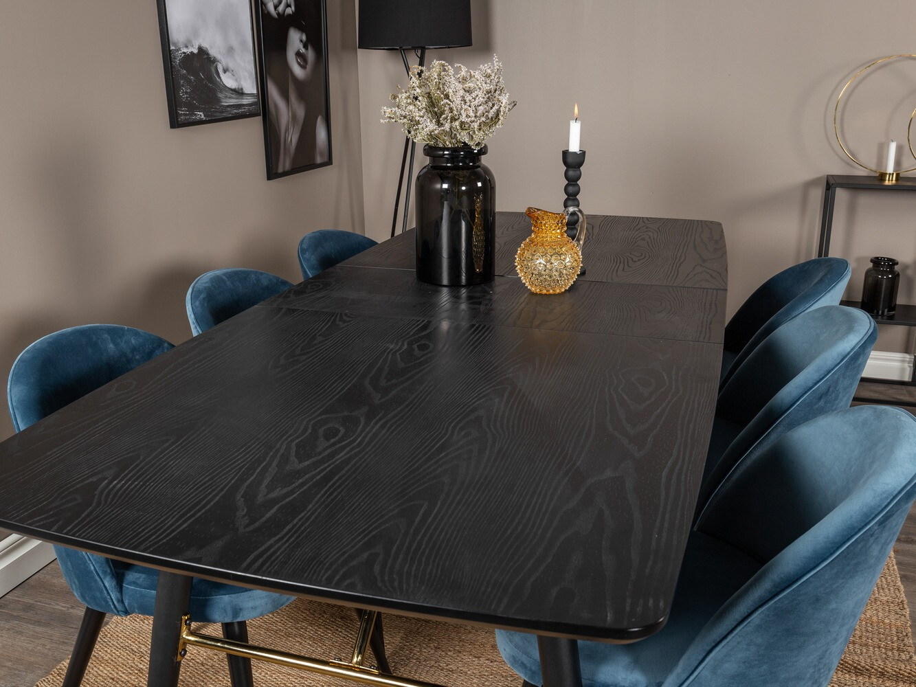 Borðstofusett Dallas 1449 (Blár + Svartur)