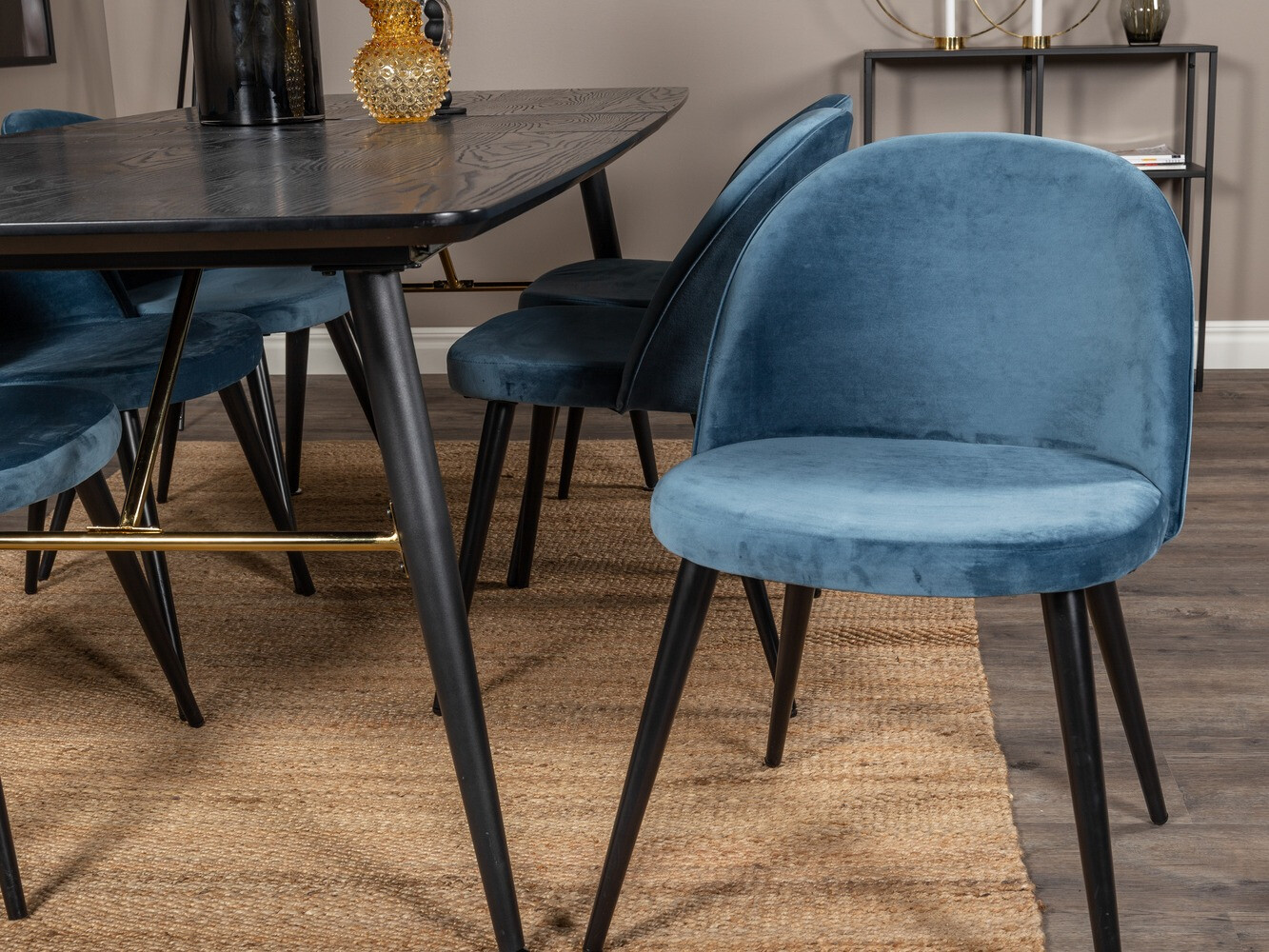 Borðstofusett Dallas 1449 (Blár + Svartur)