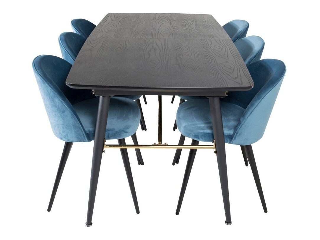 Borðstofusett Dallas 1449 (Blár + Svartur)