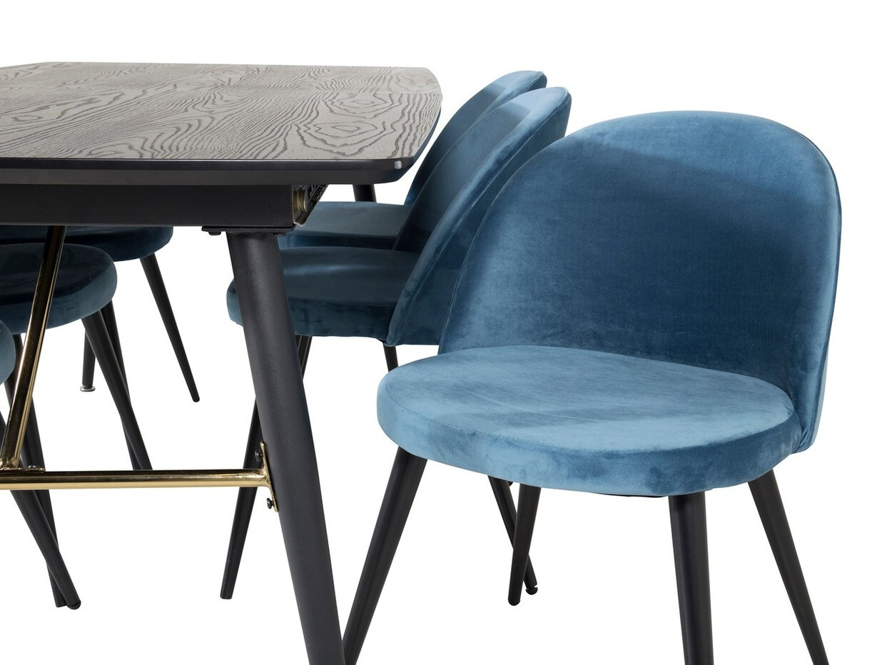 Borðstofusett Dallas 1449 (Blár + Svartur)
