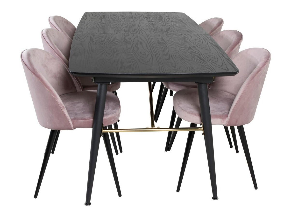 Borðstofusett Dallas 1449 (Bleikur + Svartur)