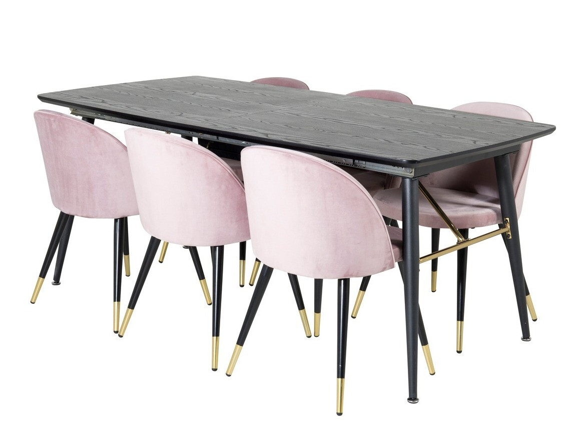 Borðstofusett Dallas 1451 (Bleikur + Svartur)