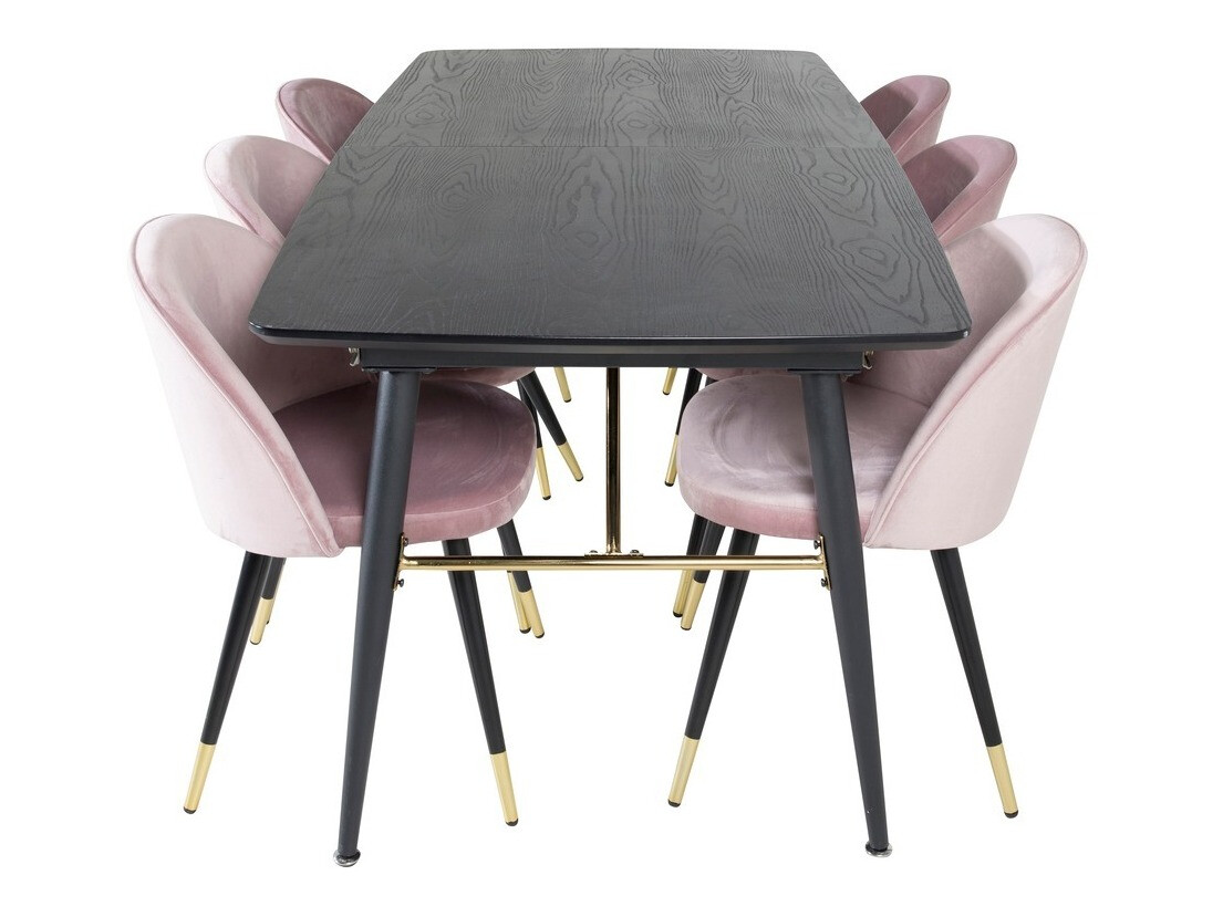 Borðstofusett Dallas 1451 (Bleikur + Svartur)