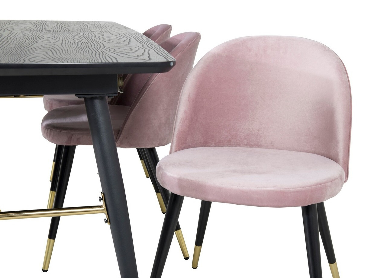 Borðstofusett Dallas 1451 (Bleikur + Svartur)