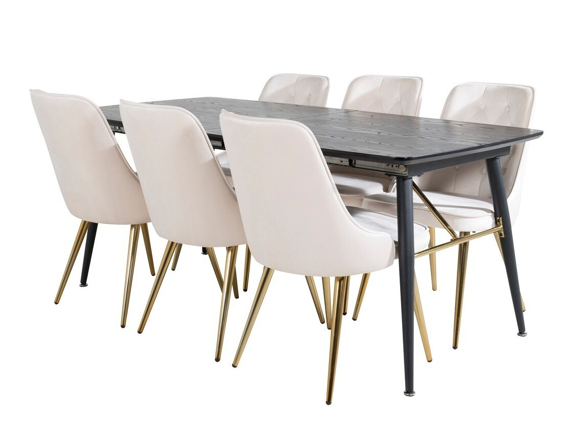 Borðstofusett Dallas 1453 (Beige + gylltur)