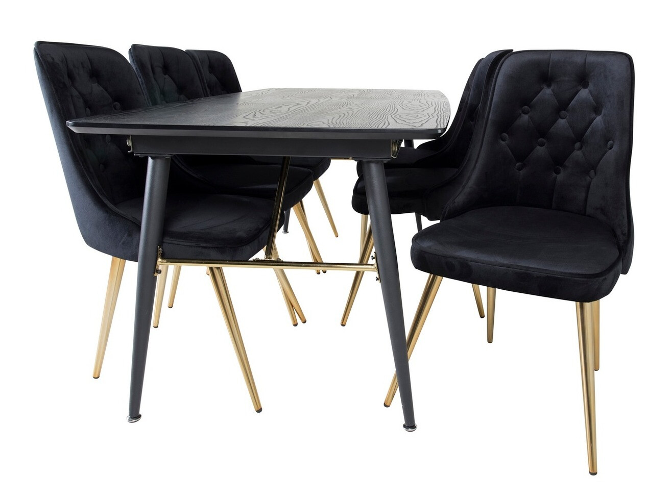 Borðstofusett Dallas 1453 (Svartur + gylltur)