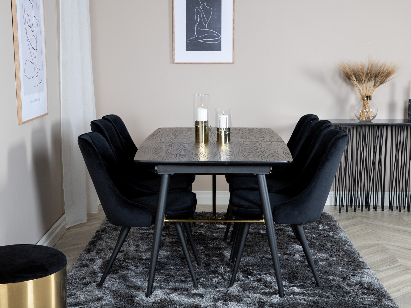 Borðstofusett Dallas 1453 (Svartur)