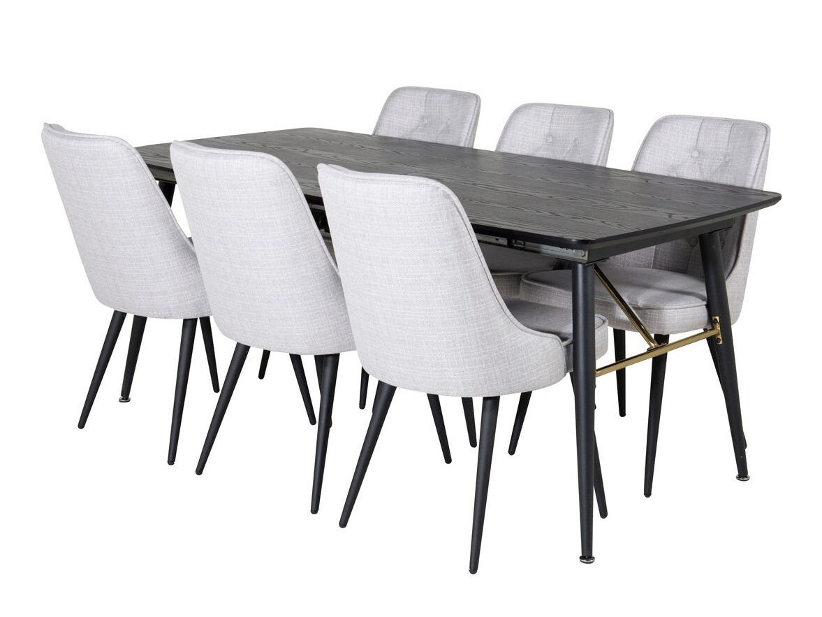 Borðstofusett Dallas 1454 (Grár + Svartur)