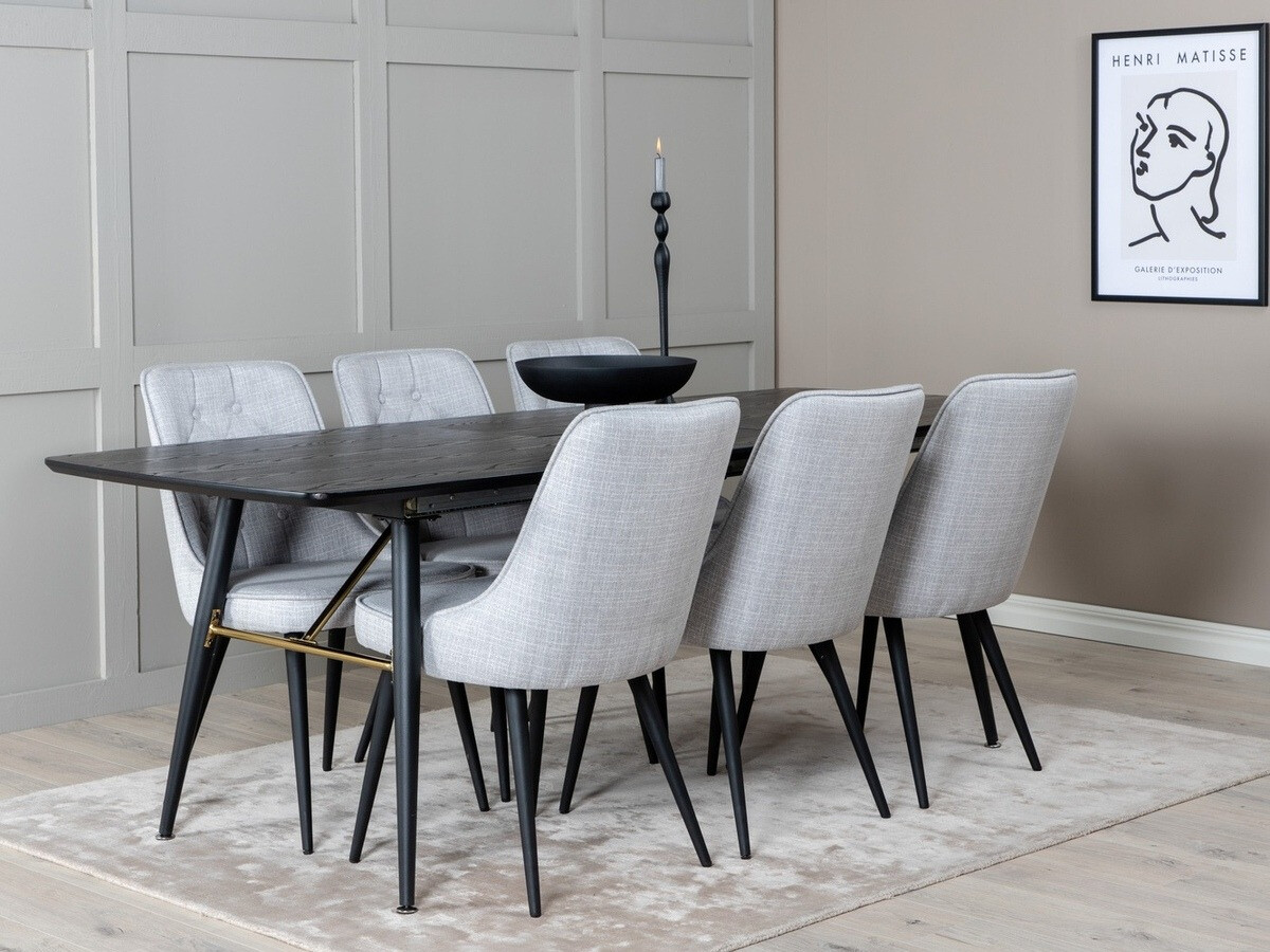 Borðstofusett Dallas 1454 (Grár + Svartur)