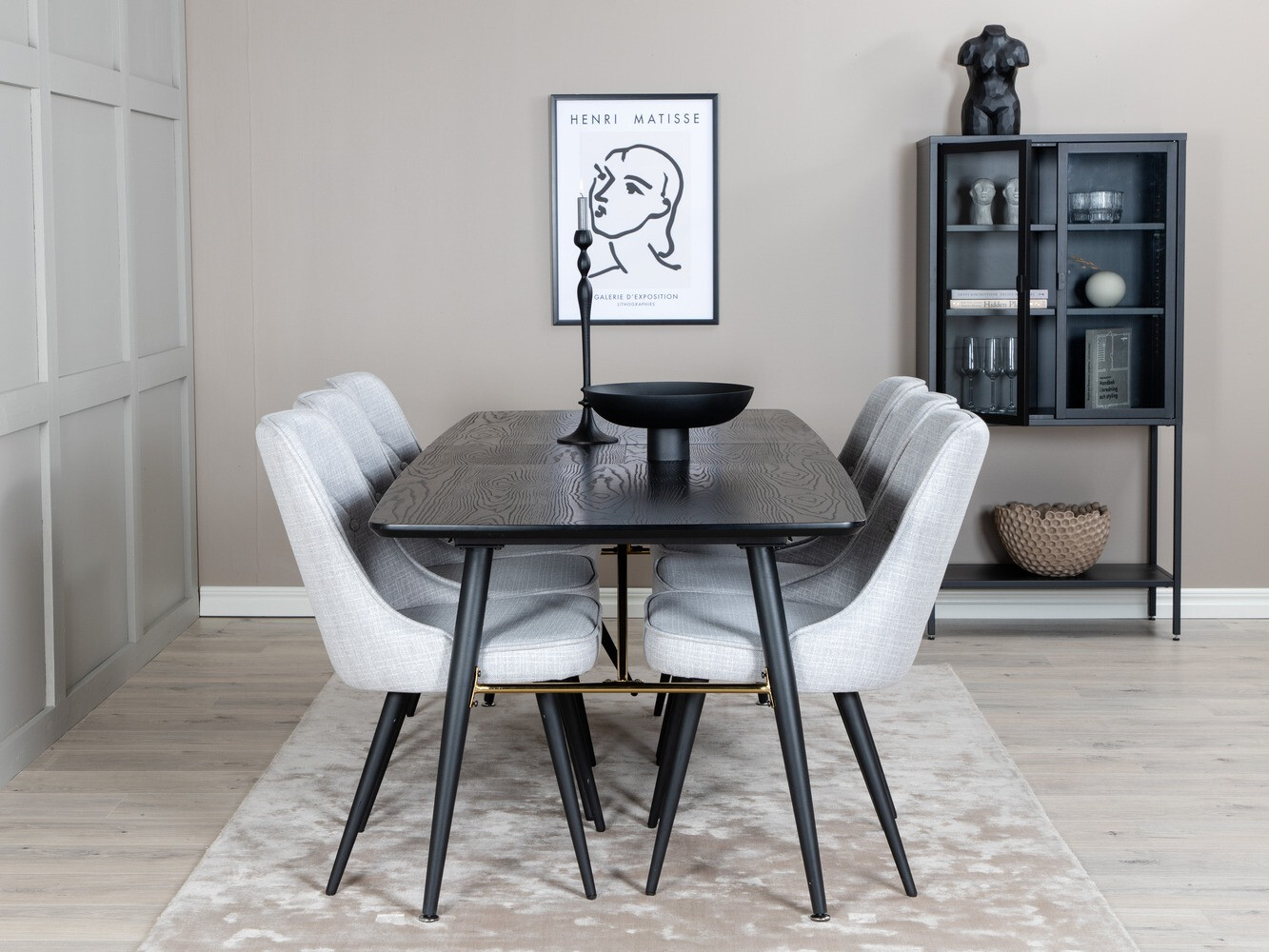 Borðstofusett Dallas 1454 (Grár + Svartur)